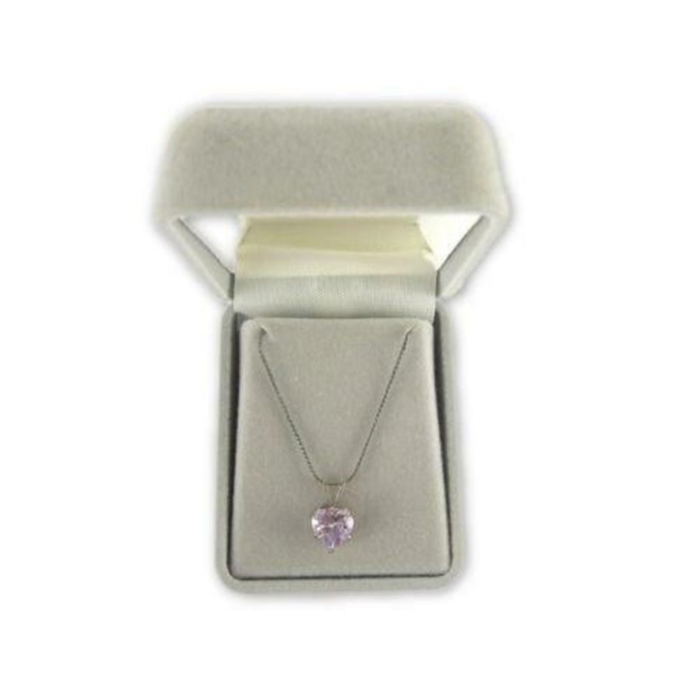 Boxed Sterling Silver Chain Purple Amethyst‎ Heart Stone Pendant Necklace